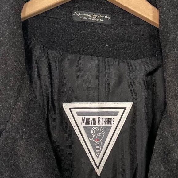 Marvin Richards Womens Plus Size 1X Charcoal Wool Cashmere Peacoat Double Breast - Picture 6 of 15